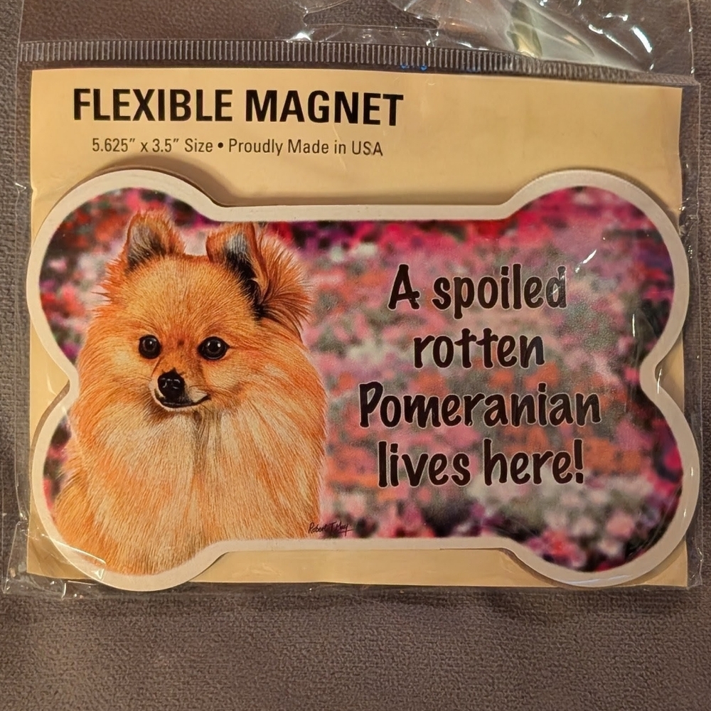 Pomeranian Dog Bone Magnet